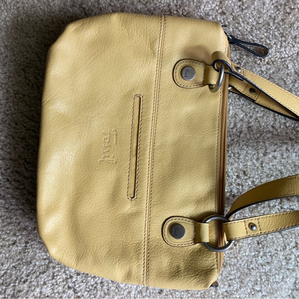 Fossil Yellow Leather Shoulder Bag with Front Zipper - Picture 2 of 2